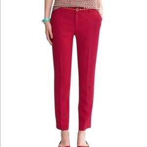 Banana Republic Lasalle Red Martini Fit Crepe Mid Rise Straight Crop Pants Sz 6P